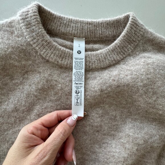 lululemon Alpaca Wool-Blend Cropped Sweater Heathered Crepe Sz Large - Picture 3 of 5